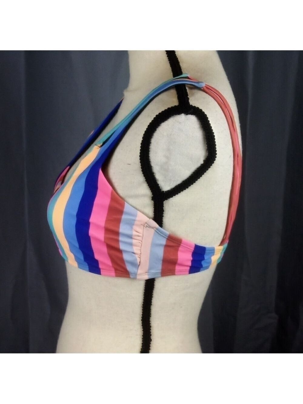 Colorful Striped Bikini Top, Size M - Picture 2 of 4